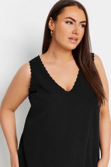 Yours Curve Black Scallop Trim Cami Top