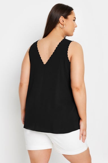 Yours Curve Black Scallop Trim Cami Top