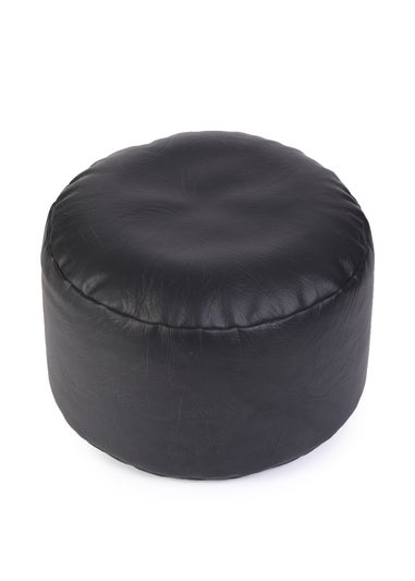 Kaikoo Black Faux Leather Footstool