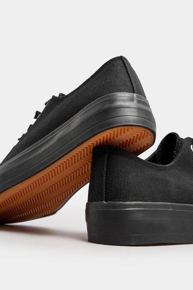 Yours Black Canvas Trainers In Wide E Fit