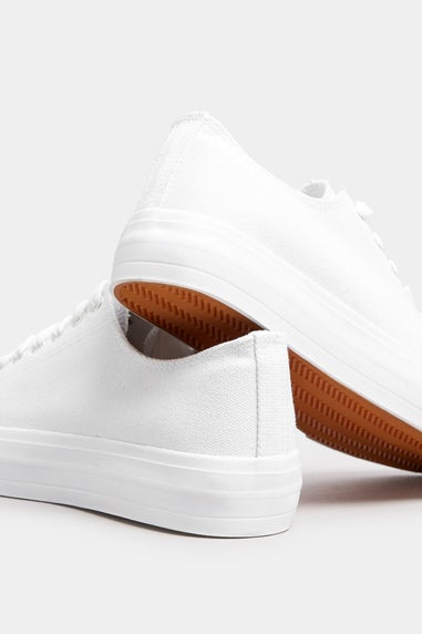 Yours White Canvas Trainers In Wide E & Extra Wide EEE Fit