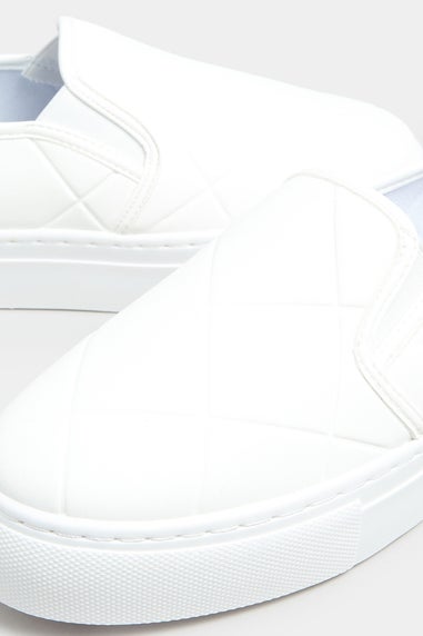 Yours White Quilted Slip-On Trainers In Extra Wide EEE Fit