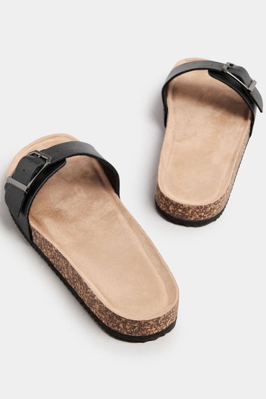 Yours Black Single Buckle Sandals In Extra Wide EEE Fit