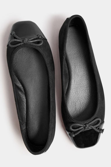 Yours Black Chisel Toe Ballerina Pumps In Extra Wide Fit