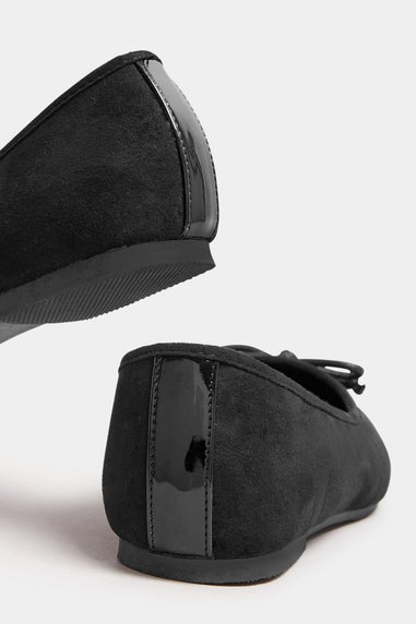 Yours Black Chisel Toe Ballerina Pumps In Extra Wide Fit