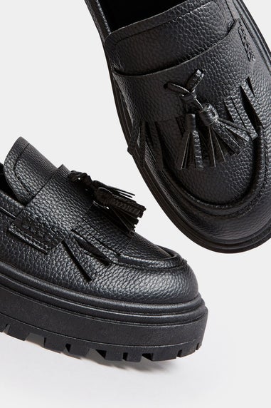 Yours Black Faux Leather Tassel Loafers In Extra Wide EEE Fit