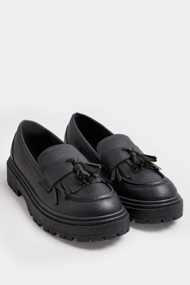 Yours Black Faux Leather Tassel Loafers In Extra Wide EEE Fit