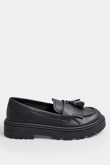 Yours Black Faux Leather Tassel Loafers In Extra Wide EEE Fit