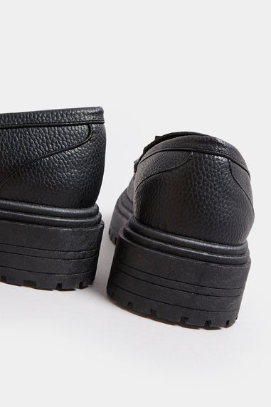 Yours Black Faux Leather Tassel Loafers In Extra Wide EEE Fit