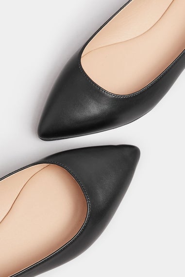 Yours Black Pointed Ballerina Pumps In Extra Wide EEE Fit