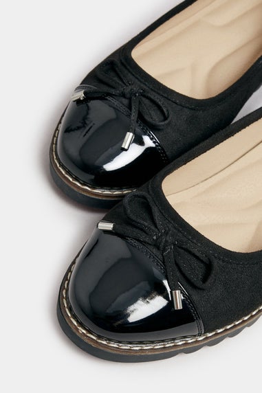 Yours Black Faux Suede Ballet Pump In Extra Wide EEE Fit