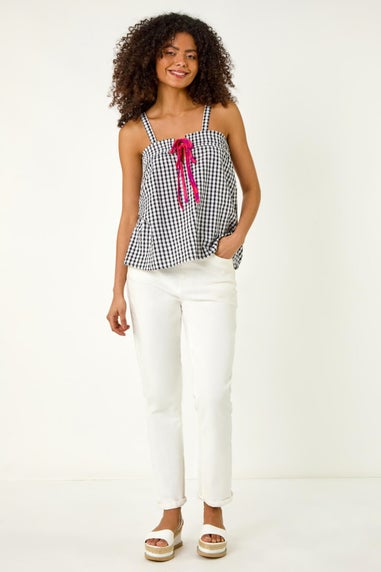 Dusk Black Mono Gingham Cami Top