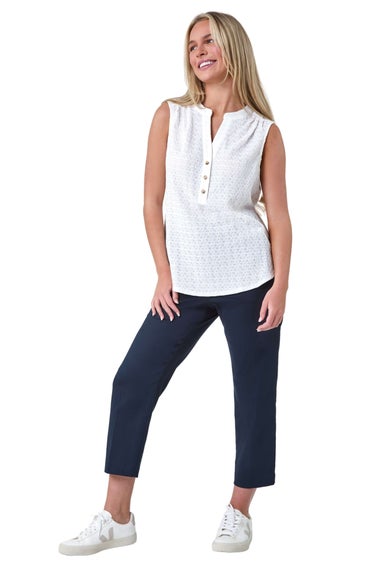 Roman White Petite Textured Sleeveless Top
