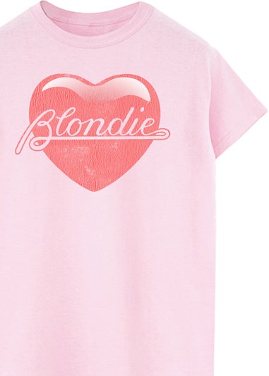 Blondie Heart Pink Boyfriend Fit Graphic Music T-Shirt