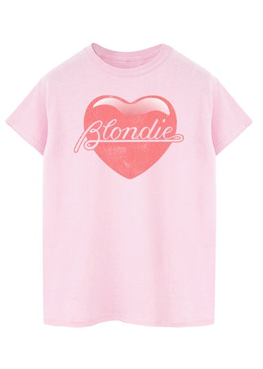Blondie Heart Pink Boyfriend Fit Graphic Music T-Shirt