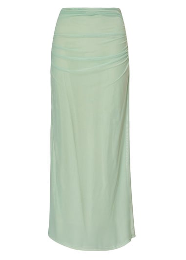 Quiz Green Mesh Ruched Midaxi Skirt