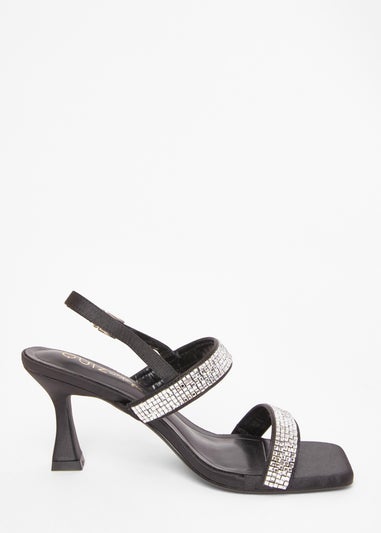 Quiz Black Wide Fit Diamante Heels