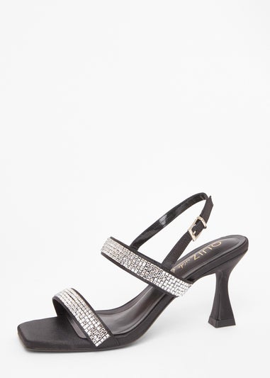 Quiz Black Wide Fit Diamante Heels
