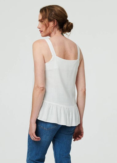 Izabel London White Frill Hem Sleeveless Wide Strap Top