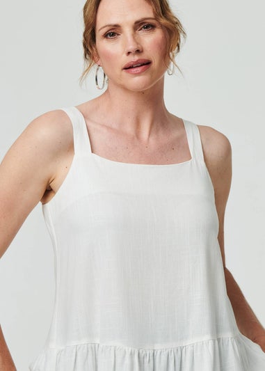 Izabel London White Frill Hem Sleeveless Wide Strap Top