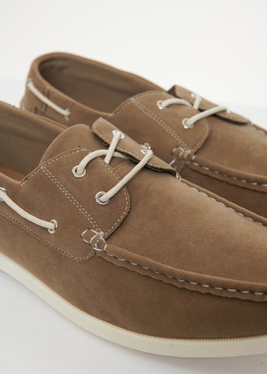 Threadbare Stone Faux Suede Boat Shoes