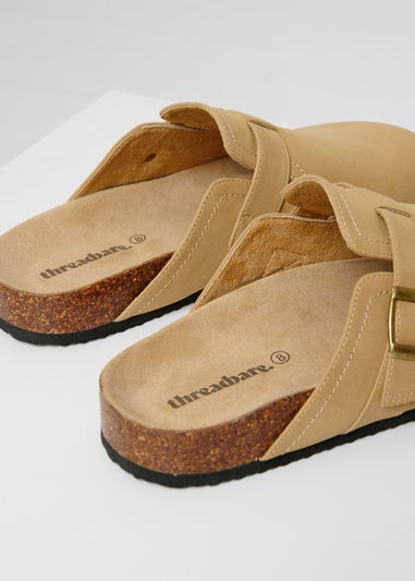 Threadbare Stone Faux Suede Mule Sandals
