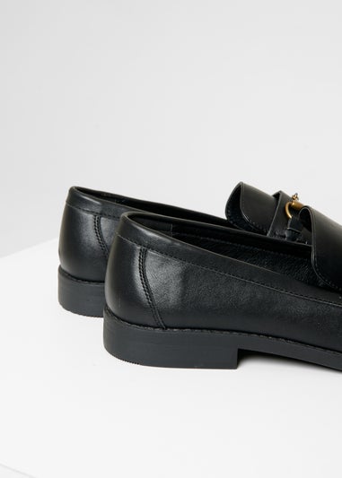 Threadbare Black Faux Leather Snaffle Loafers