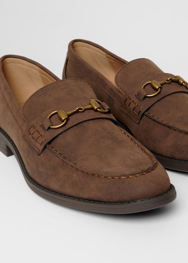Threadbare Chocolate Faux Leather Snaffle Loafers