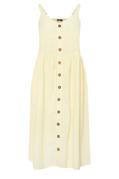 Yours Curve Butter Yellow Linen Strappy Sundress