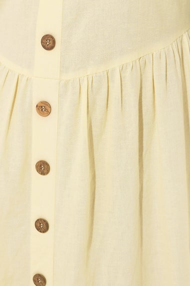 Yours Curve Butter Yellow Linen Strappy Sundress