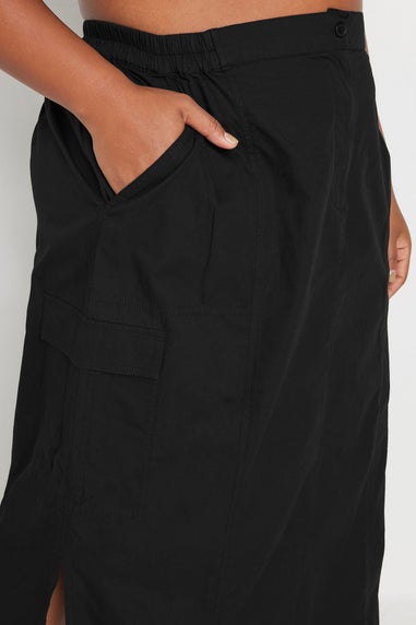 Yours Curve Black Cargo Maxi Skirt