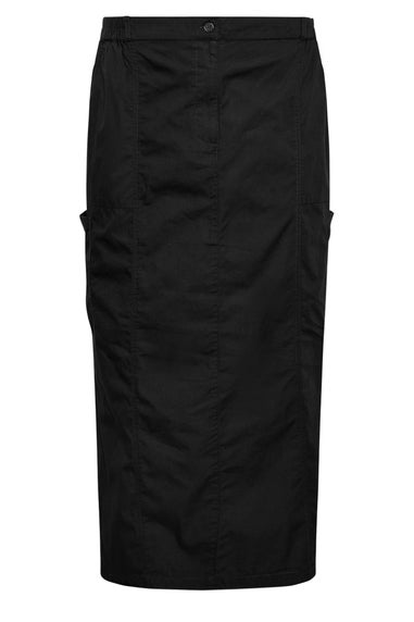 Yours Curve Black Cargo Maxi Skirt