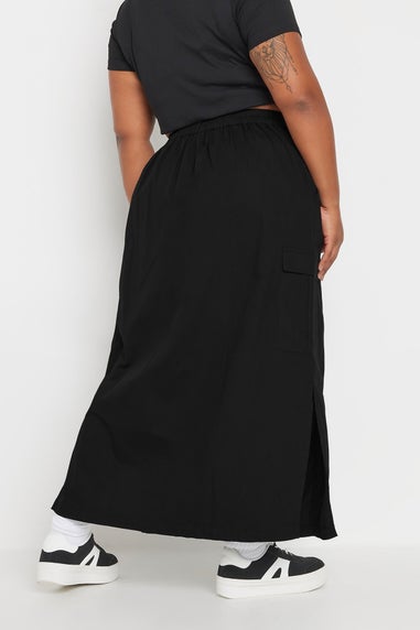 Yours Curve Black Cargo Maxi Skirt