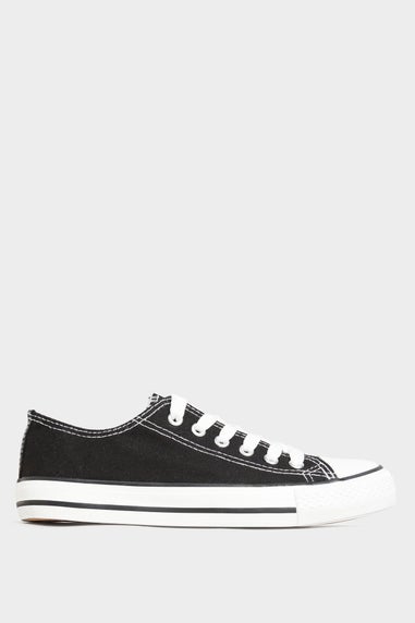 Yours Black Canvas Low Trainers In Wide Fit
