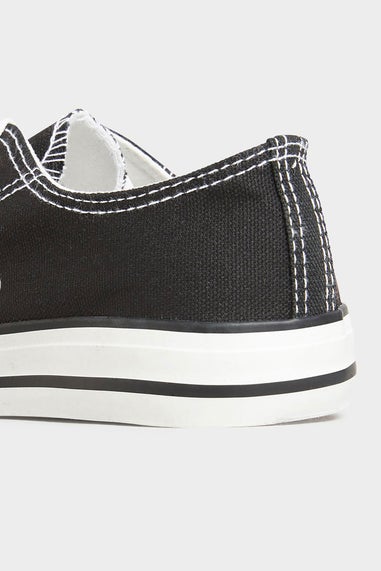 Yours Black Canvas Low Trainers In Wide Fit