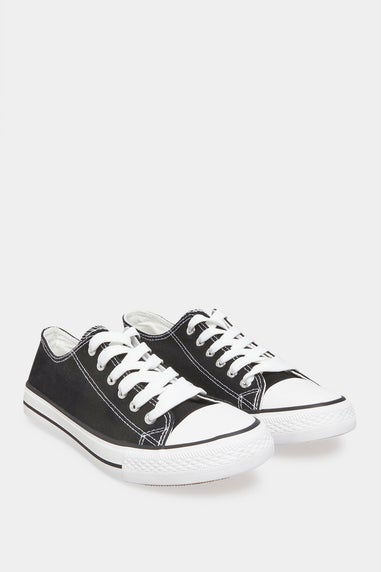 Yours Black Canvas Low Trainers In Wide Fit