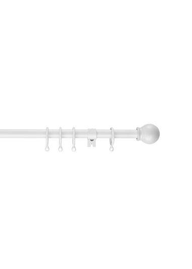 Little Black Book White Extendable Ball Curtain Pole