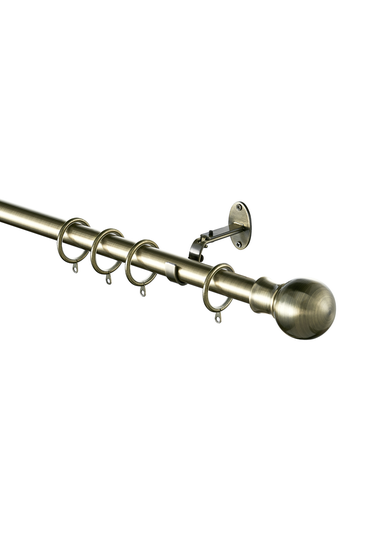 Little Black Book Antique Brass Extendable Ball Curtain Pole
