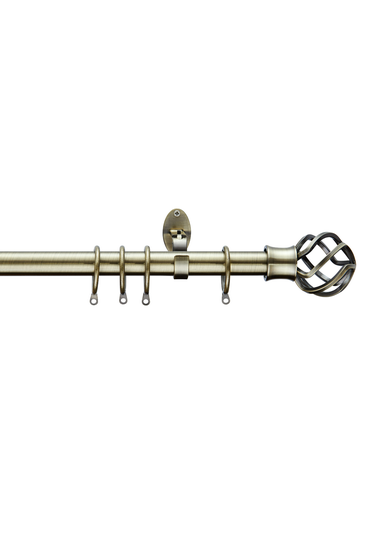 Little Black Book Antique Brass Extendable Caged Ball Curtain Pole