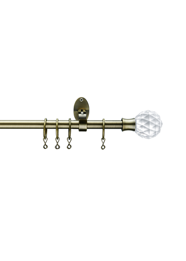 Little Black Book Antique Brass Extendable PS Faceted Ball Curtain Pole