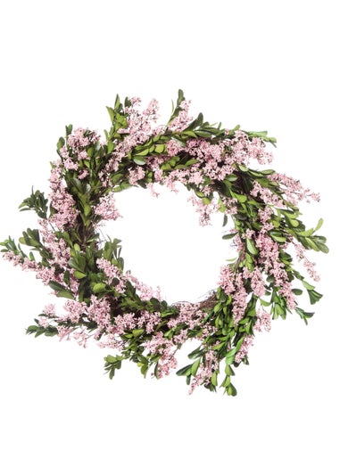 Premier Decorations Green Dried Pink Buxus Leaf Wreath
