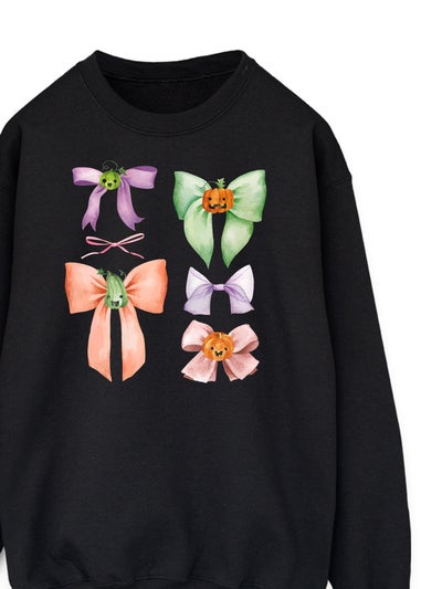 Brands In Halloween Pumpkin Bows Women's Black Graphic Sweatshirt