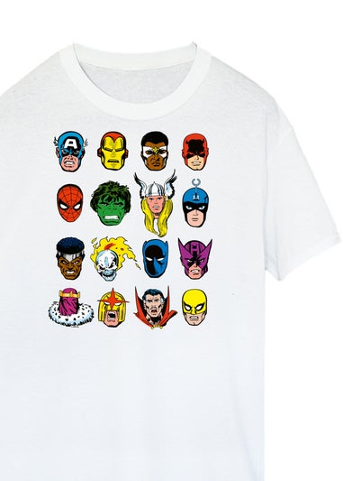 Marvel Comics Faces Men's White Graphic T-Shirt