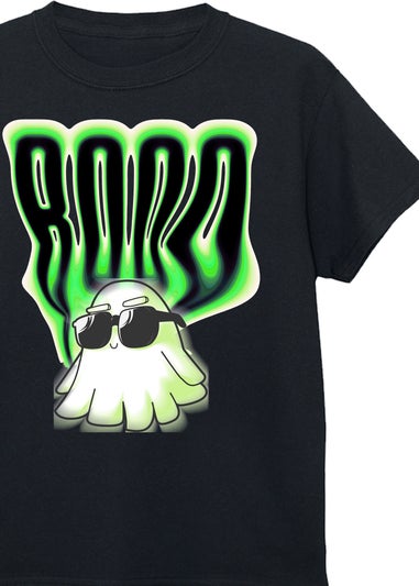 Brands In Halloween Boo Ghost Boys Black Graphic T-Shirt (3-13 Years)
