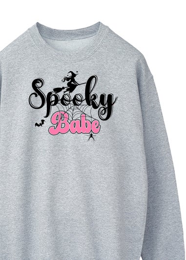 Brands In Halloween Spooky Babe Women's Grey Graphic Sweatshirt