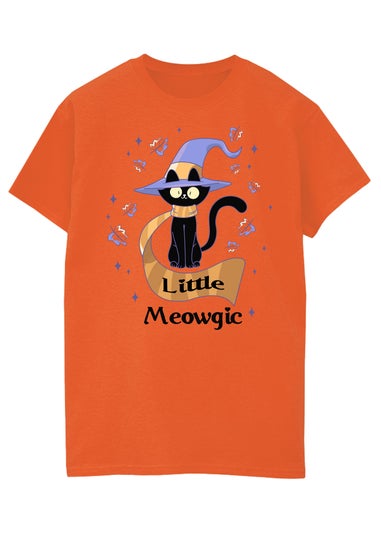 Brands In Halloween Little Meowgic Girls Orange Graphic T-Shirt (3-13 Years)