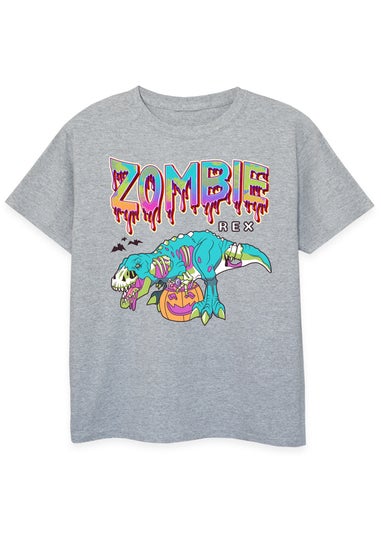 Brands In Halloween Zombie Rex Boys Grey Graphic T-Shirt (3-13 Years)