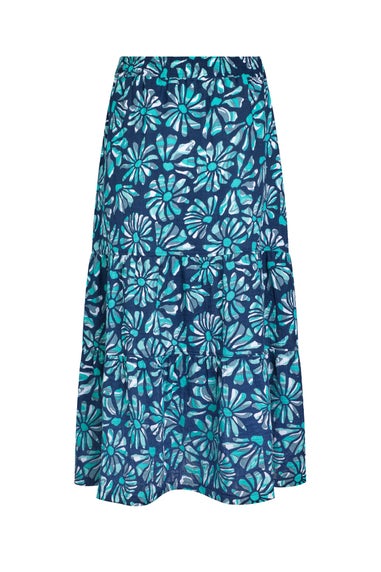 Weird Fish Aqua Marine Harini Double Cloth Printed Midi Skirt