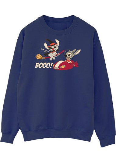 Disney Lilo & Stitch Boo Halloween Women's Navy Graphic Sweatshirt