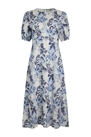 Weird Fish Estate Blue Delanie Printed Tea Dress
